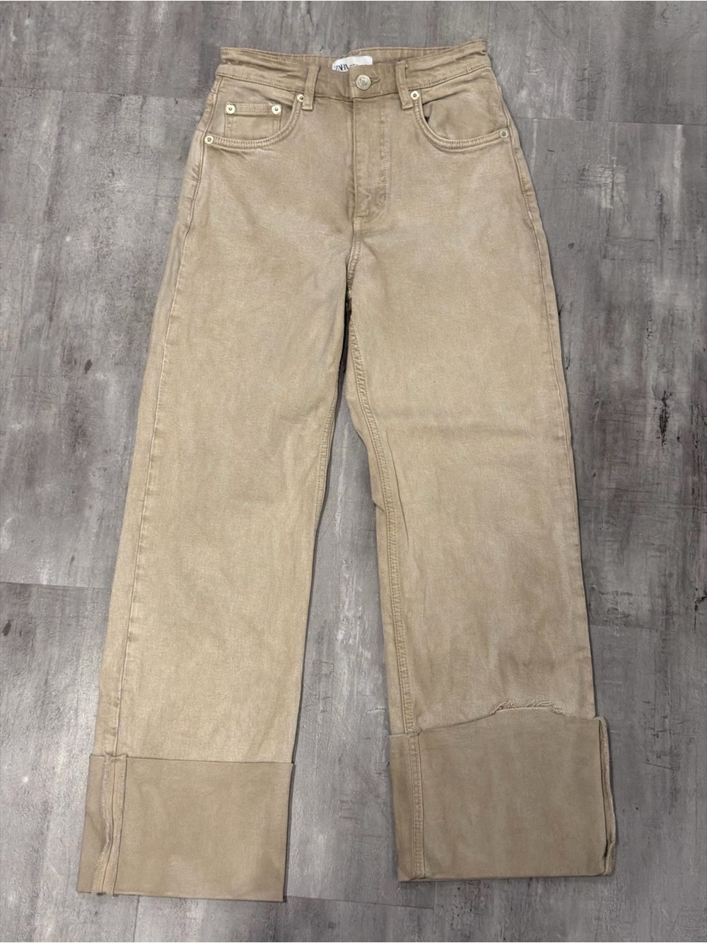 Zara Women's Wide-Leg Jeans in Tan